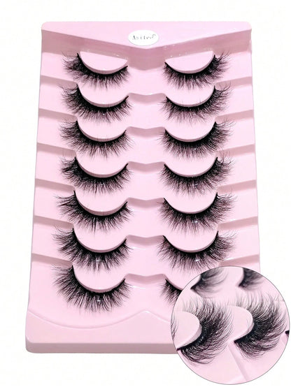 Asiteo 7 Pairs Natural Long Cat Eye Lashes Extension Soft Wispy Volume  Full Strip Faux Mink Lashes Strip Lashes, Lashes, Eyelashes, Fake Lashes