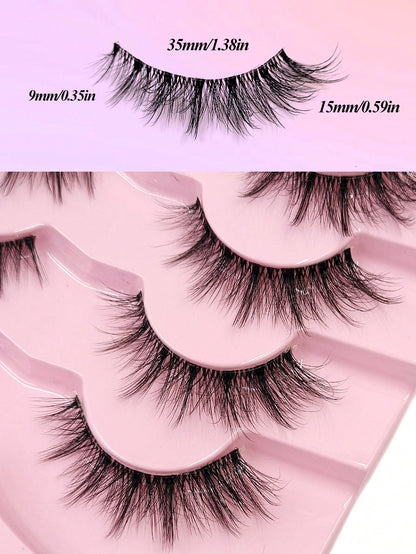 Asiteo 7 Pairs Natural Look False Eyelashes, Transparent Stem, Lightweight & Fluffy, Soft Faux Mink Material, Makeup Extending False Eyelashes