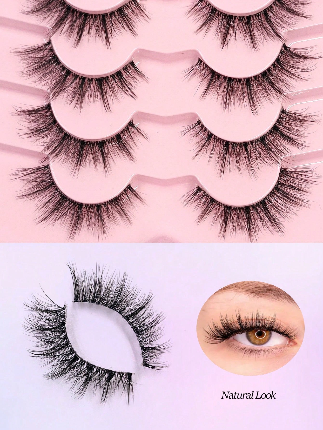 Asiteo 7 Pairs Natural Look False Eyelashes, Transparent Stem, Lightweight & Fluffy, Soft Faux Mink Material, Makeup Extending False Eyelashes