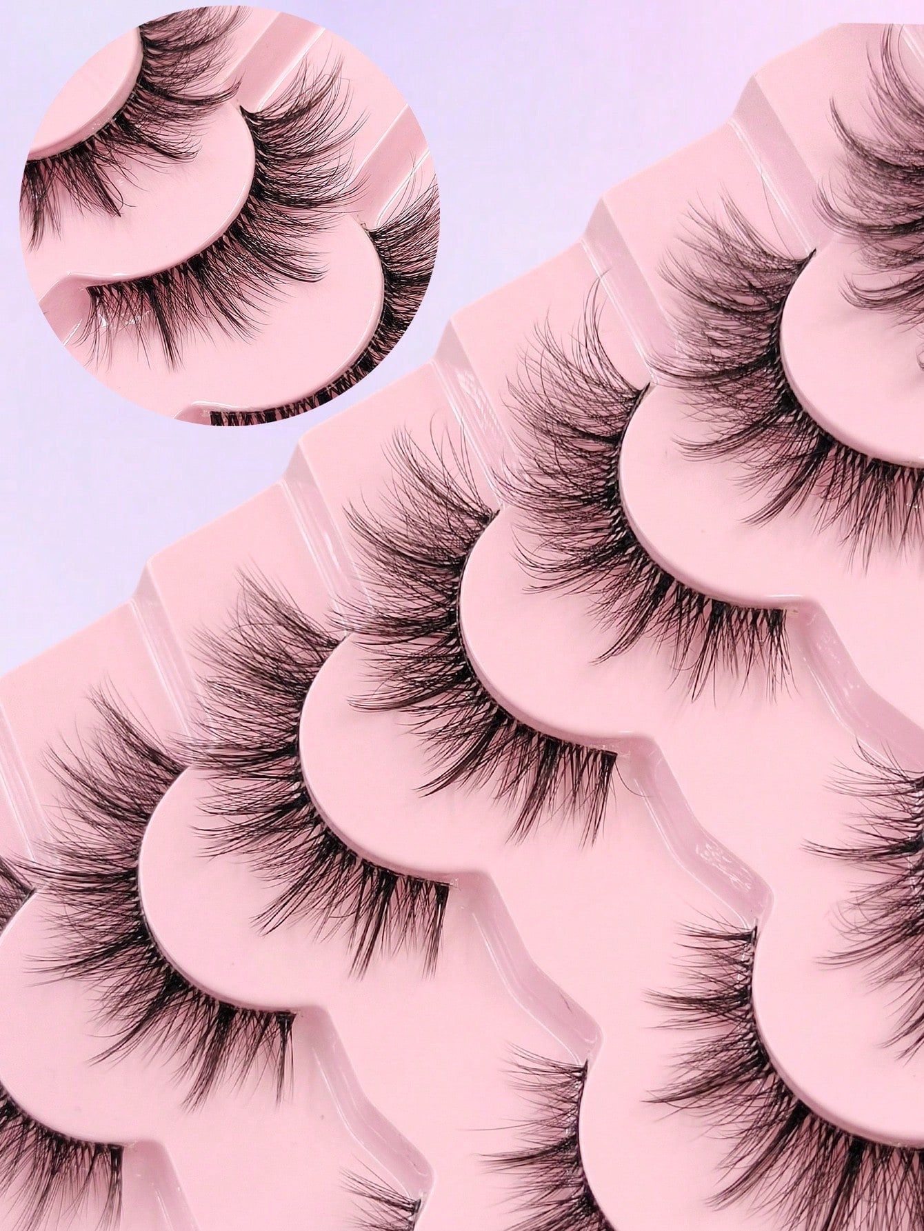 Asiteo 7 Pairs Natural Look False Eyelashes, Transparent Stem, Lightweight & Fluffy, Soft Faux Mink Material, Makeup Extending False Eyelashes