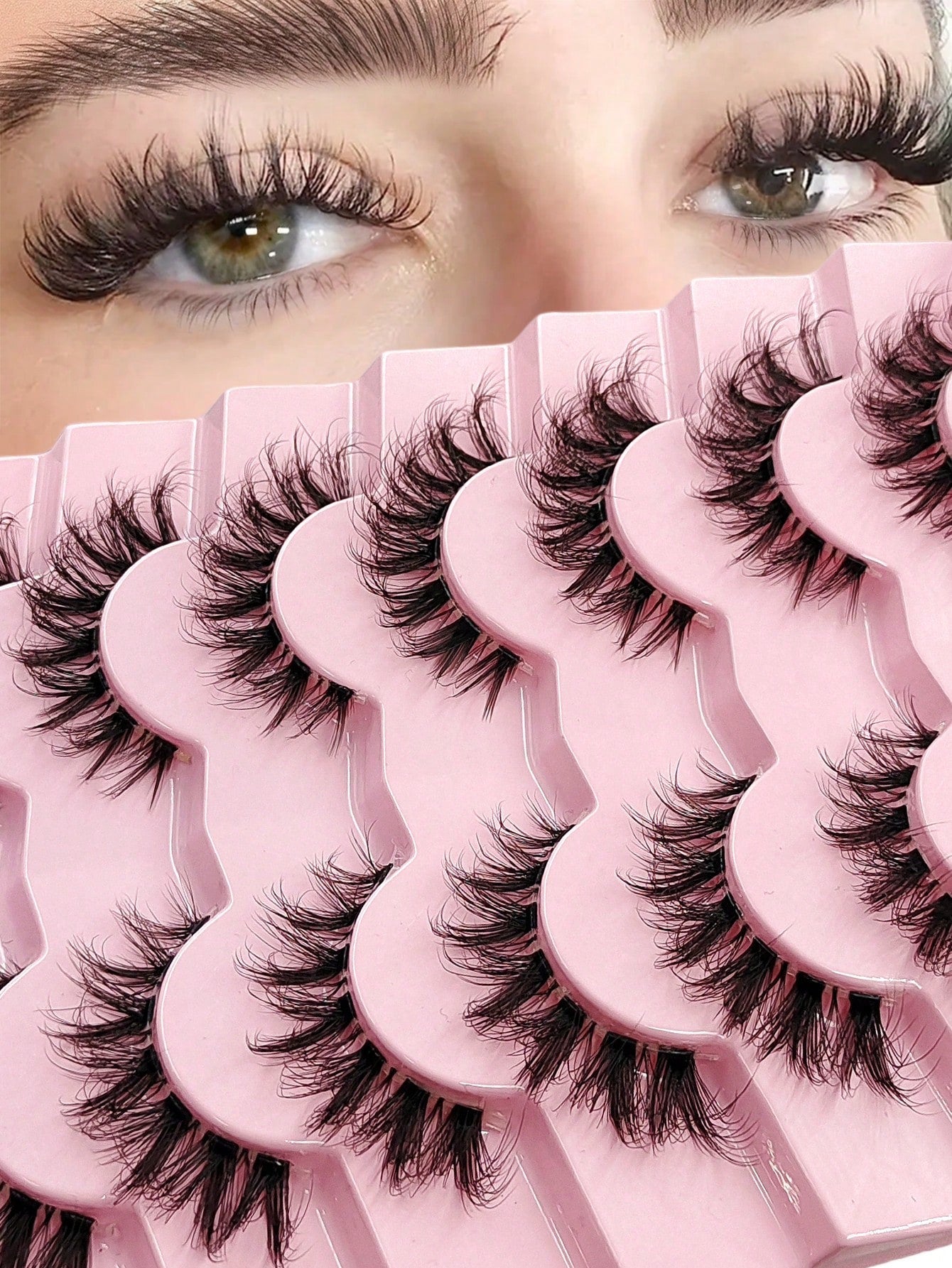Asiteo 7 Pairs Natural Look False Eyelashes, Transparent Stem, Lightweight & Fluffy, Soft Faux Mink Material, Makeup Extending False Eyelashes