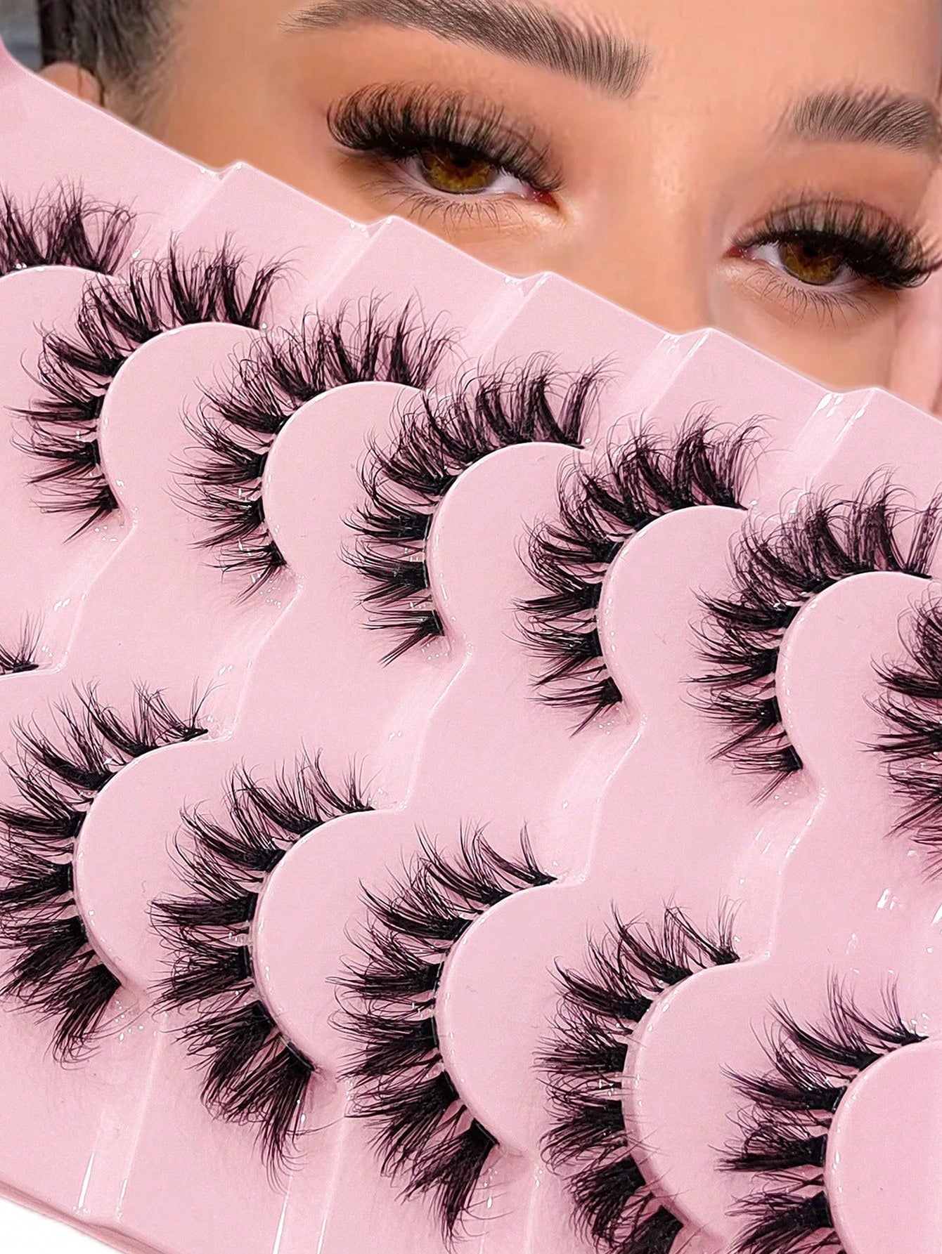 Asiteo 7 Pairs Natural Look False Eyelashes, Transparent Stem, Lightweight & Fluffy, Soft Faux Mink Material, Makeup Extending False Eyelashes