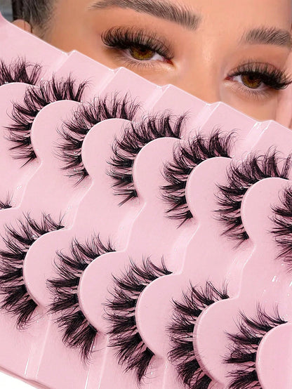 Asiteo 7 Pairs Natural Look False Eyelashes, Transparent Stem, Lightweight & Fluffy, Soft Faux Mink Material, Makeup Extending False Eyelashes