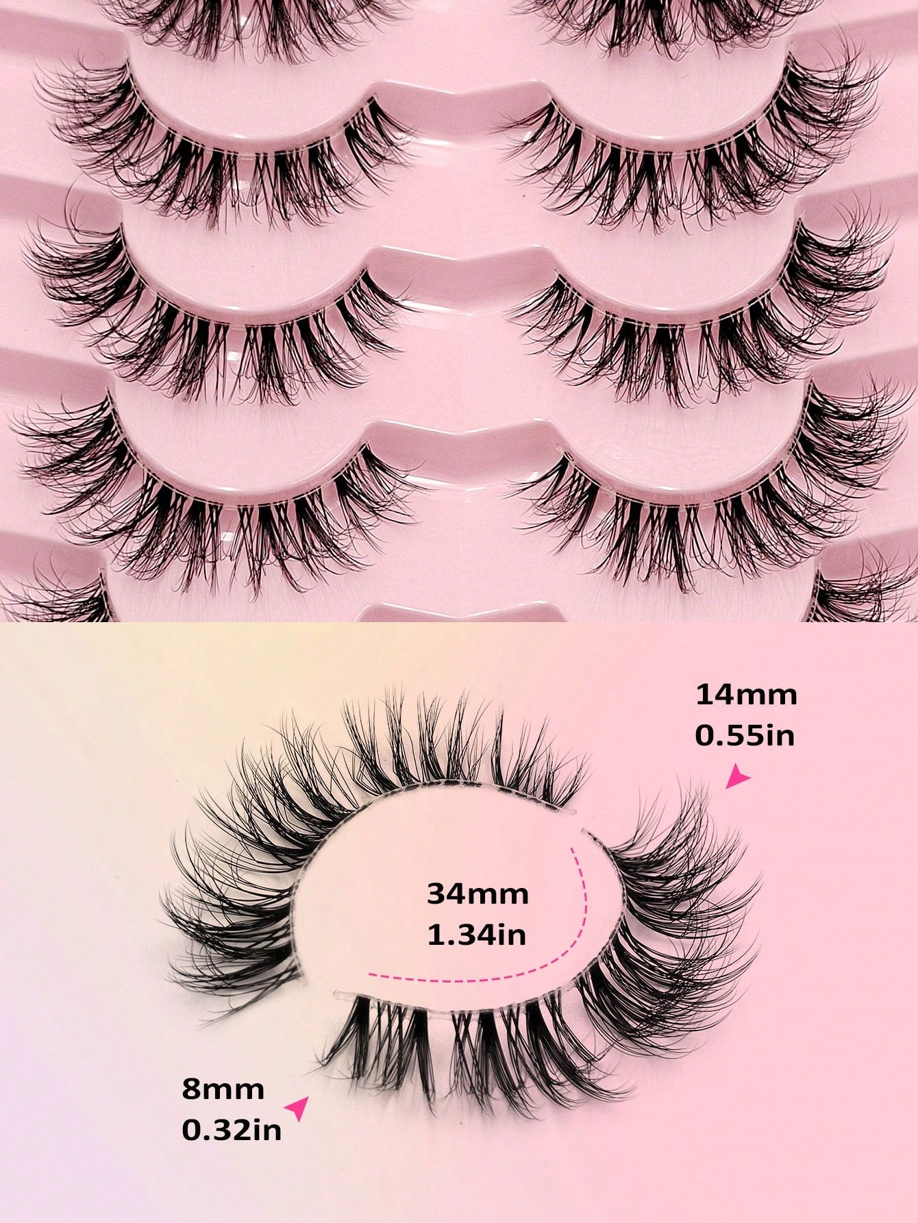 Asiteo 7 Pairs Natural Messy Cat Eye False Eyelashes, Transparent Band, Cat Eye Makeup Effect, Thin & Long, Extended Outer Corner, Soft & Natural Looking False Lashes