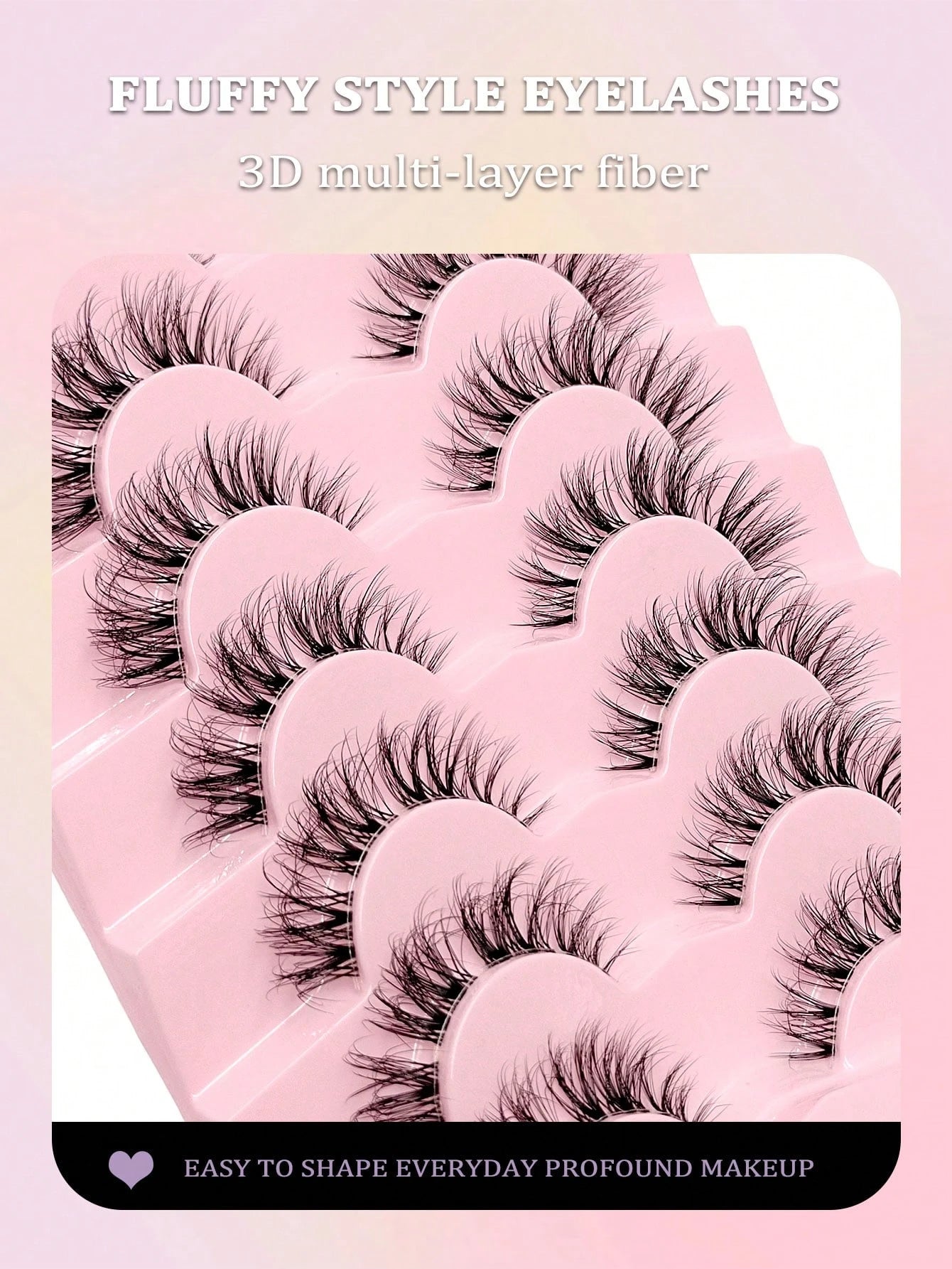 Asiteo 7 Pairs Natural Messy Cat Eye False Eyelashes, Transparent Band, Cat Eye Makeup Effect, Thin & Long, Extended Outer Corner, Soft & Natural Looking False Lashes