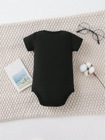 Auntie's Little Man, Comfortable Summer Outdoor Activity Through Ha Clothes, 100% Pure Cotton Newborn Crawling Clothes, Casual And Comfortable Short Sleeved Baby Triangle Jumpsuit