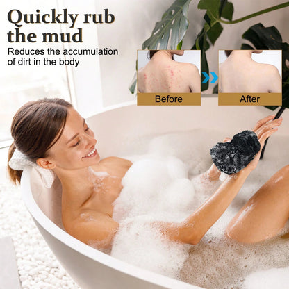 Authentic African Mesh Sponge With Knot, Durable Nylon Bath Brush, Unisex Bath Accessory, Body Scrub Exfoliating Bath Sponge, Removes Dead Skin, Long Flat Design Suitable For Back, Feet And Scalp