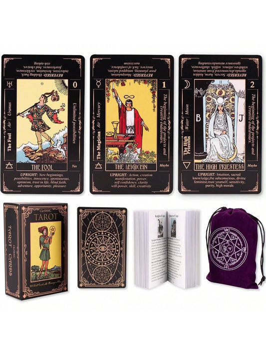 Authentic Tarot Cards, Includes Guide/Linen Storage Bag,- Smith Classic Artwork, 78 Classic Authentic Tarot Cards, Divination Game, Traditional Standard Tarot Cards, Rich In Meaning, Durable, Suitabl