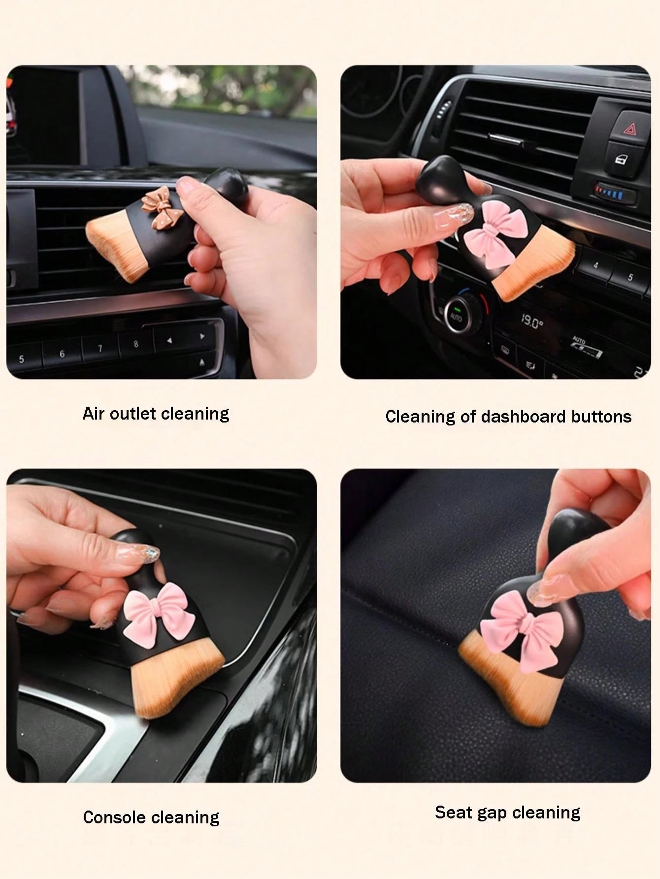 Auto Detailing Supplies,1pc Car Specific Brush Dust Removal Brush Soft Bristle Brush Air Conditioning Instrument Panel Air Outlet Interior Cleaning Tool