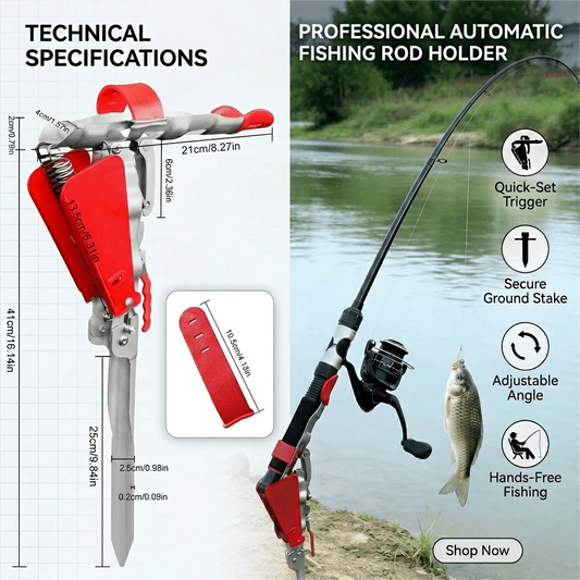 Automatic Spring Fishing Rod Holder- Stainless Steel For Ground Support Brackets, Adjustable Sensitivity & Folding Fish Pole Rack