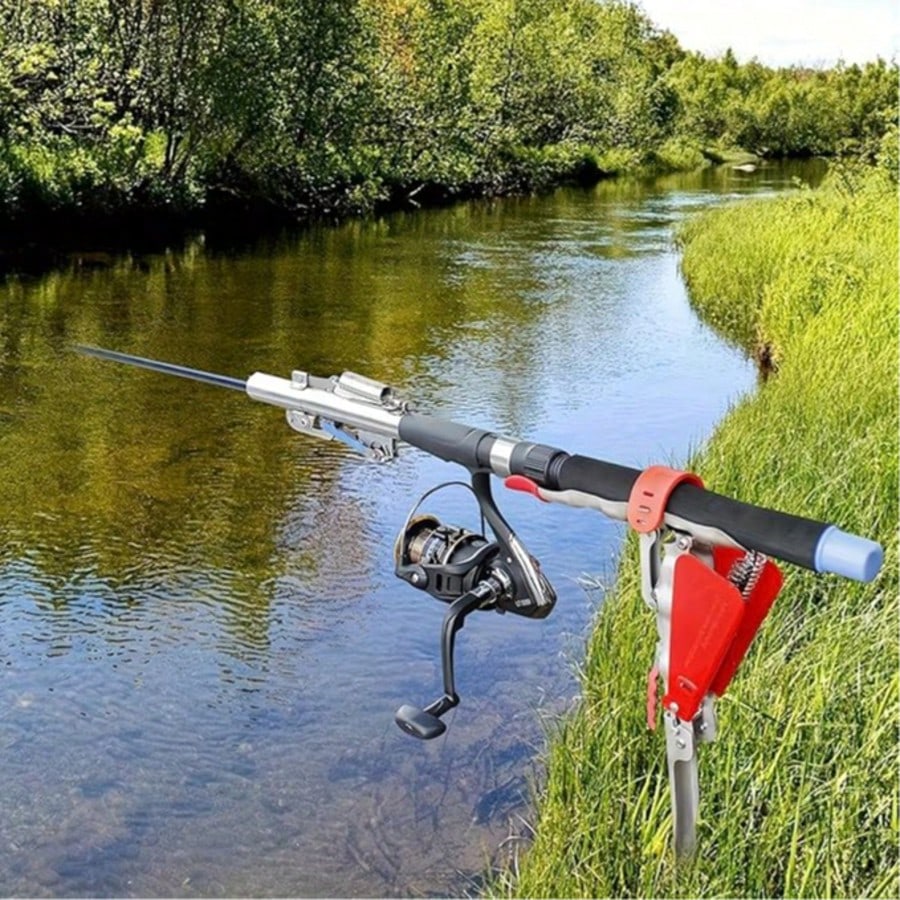Automatic Spring Fishing Rod Holder- Stainless Steel For Ground Support Brackets, Adjustable Sensitivity & Folding Fish Pole Rack