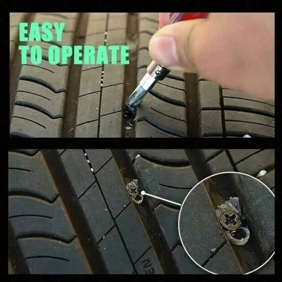 Automotive, Motorcycle, Skateboard, Bicycle Vacuum Tire Repair Kit- Includes Plugs, Glue, Metal Nails, Tire Repair Accessories