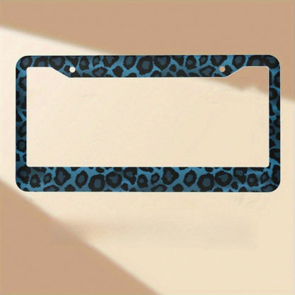 [Available] 2D Flat Car K Single Piece Decoration Only, 2D Flat Design Specially Designed For Men's And Women's License Plate Frames, Aluminum License Plate Frame With Blue Leopard Print Animal Patter