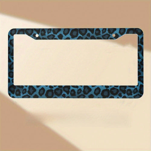[Available] 2D Flat Car K Single Piece Decoration Only, 2D Flat Design Specially Designed For Men's And Women's License Plate Frames, Aluminum License Plate Frame With Blue Leopard Print Animal Patter