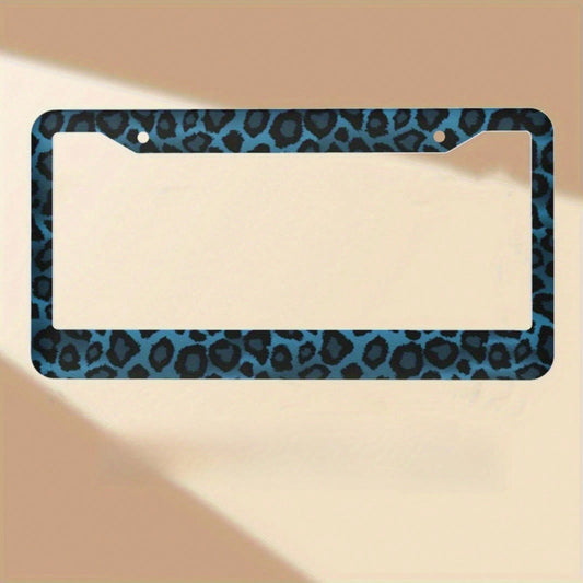 [Available] 2D Flat Car K Single Piece Decoration Only, 2D Flat Design Specially Designed For Men's And Women's License Plate Frames, Aluminum License Plate Frame With Blue Leopard Print Animal Patter