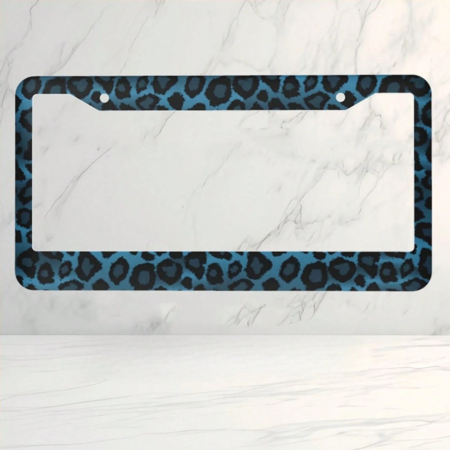 [Available] 2D Flat Car K Single Piece Decoration Only, 2D Flat Design Specially Designed For Men's And Women's License Plate Frames, Aluminum License Plate Frame With Blue Leopard Print Animal Patter