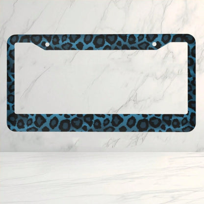 [Available] 2D Flat Car K Single Piece Decoration Only, 2D Flat Design Specially Designed For Men's And Women's License Plate Frames, Aluminum License Plate Frame With Blue Leopard Print Animal Patter