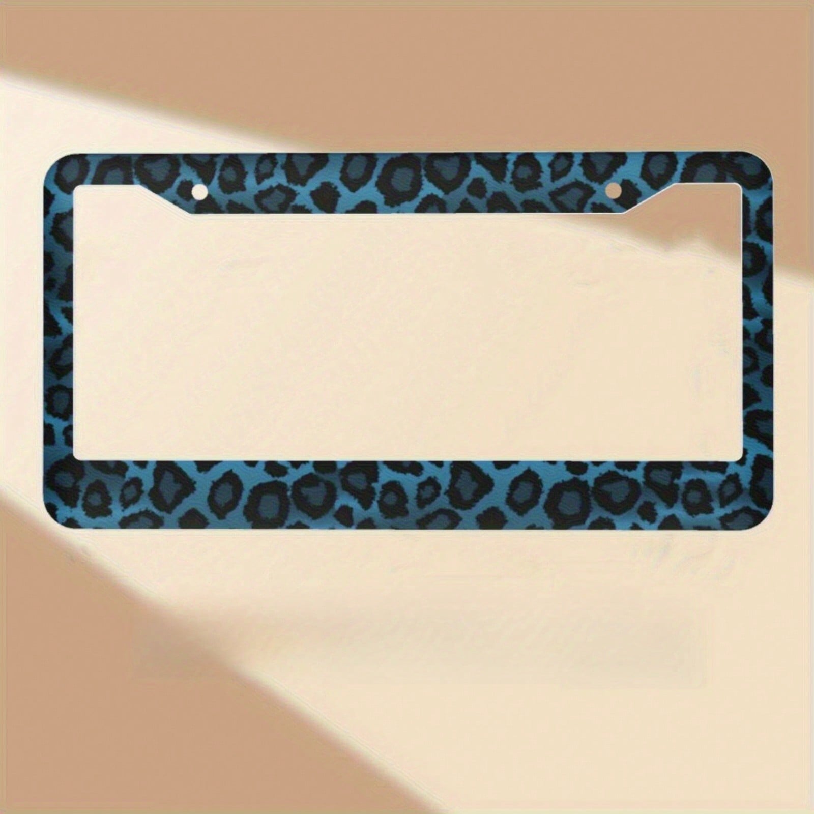 [Available] 2D Flat Car K Single Piece Decoration Only, 2D Flat Design Specially Designed For Men's And Women's License Plate Frames, Aluminum License Plate Frame With Blue Leopard Print Animal Patter