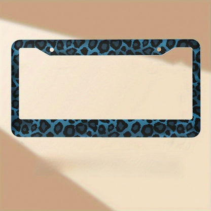 [Available] 2D Flat Car K Single Piece Decoration Only, 2D Flat Design Specially Designed For Men's And Women's License Plate Frames, Aluminum License Plate Frame With Blue Leopard Print Animal Patter