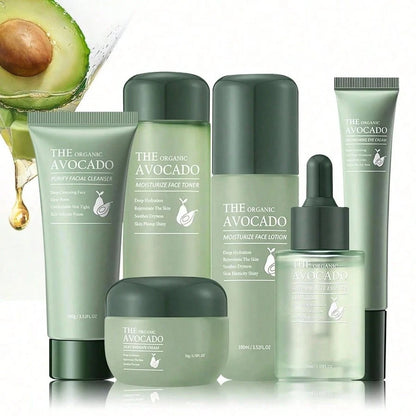 Avocado Skin Care Set,Facial Kit With Facial Cleanser,Toner,Eye Cream,Face Serum,Facial Serum,Face Cream,Lotion,Anti-Aging Skin Care Set For Women,Travel Skincare Kit For Women (6PCS)
