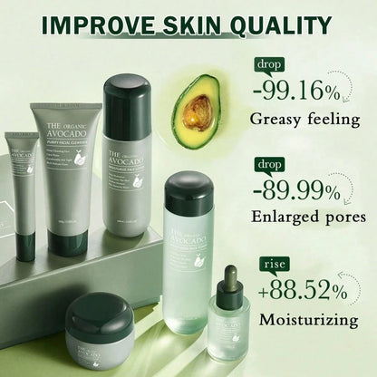 Avocado Skin Care Set,Facial Kit With Facial Cleanser,Toner,Eye Cream,Face Serum,Facial Serum,Face Cream,Lotion,Anti-Aging Skin Care Set For Women,Travel Skincare Kit For Women (6PCS)