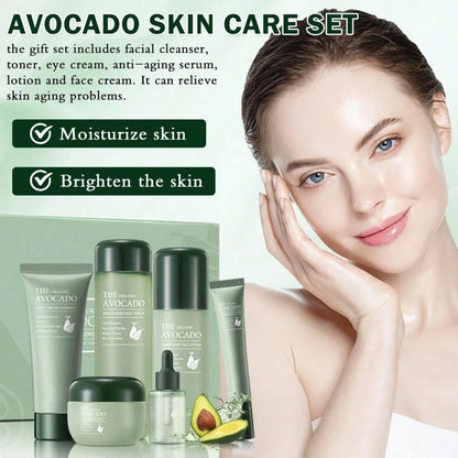 Avocado Skin Care Set,Facial Kit With Facial Cleanser,Toner,Eye Cream,Face Serum,Facial Serum,Face Cream,Lotion,Anti-Aging Skin Care Set For Women,Travel Skincare Kit For Women (6PCS)