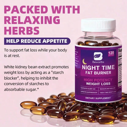 B BEWORTHS BEWORTHS Night Support Capsules- 120pcs, Green Coffee Bean, White Kidney Bean, & L-Tryptophan Formula- Supports Metabolism, Weight Loss, Restful Sleep & Wellness For Men & Women