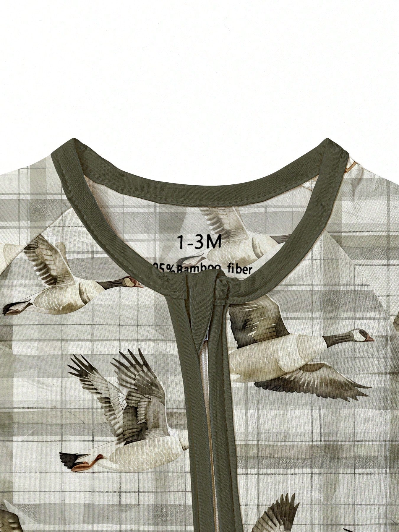 Baby Bamboo Fiber Zip-Up, Duck Print Romper, All-Season Knit Fabric Skinny Fit With Zipper Detail, Boy Baby Clothes, Perfect For Outdoor