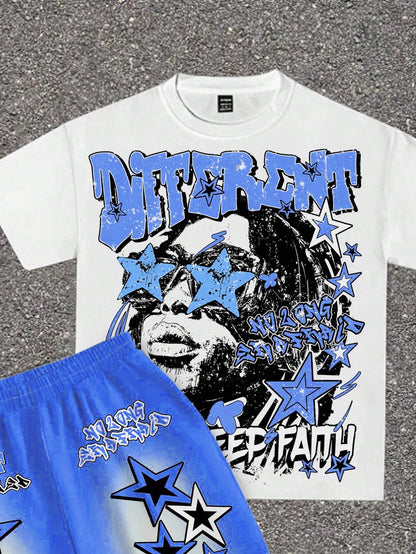 Baby Boy Casual Minimalist T-Shirt Set,Suitable For Summer Classic Cool Street Text&Graphic Print Spring&Y2K Style