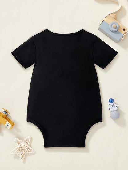 Baby Boy Casual Slogan Print Short Sleeve Bodysuit
