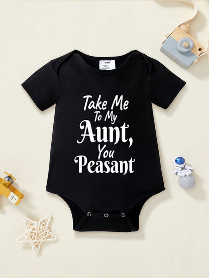 Baby Boy Casual Slogan Print Short Sleeve Bodysuit