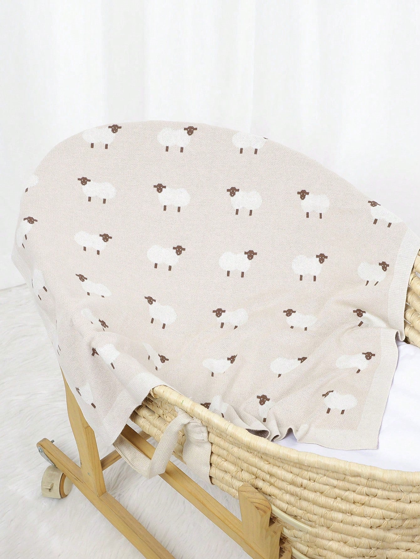 Baby Cartoon Printed Color Block Knitted Swaddle Blanket Love Valentine
