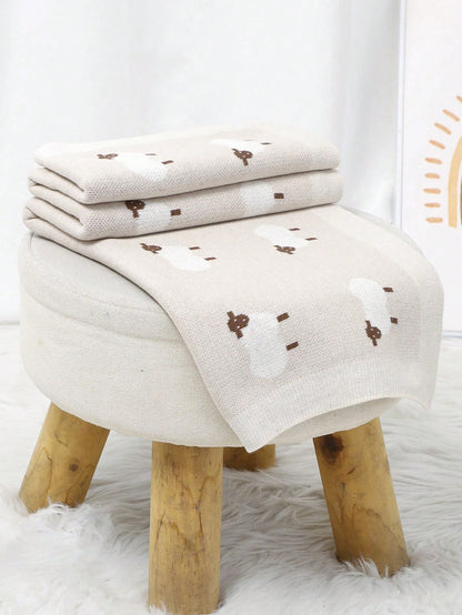 Baby Cartoon Printed Color Block Knitted Swaddle Blanket Love Valentine