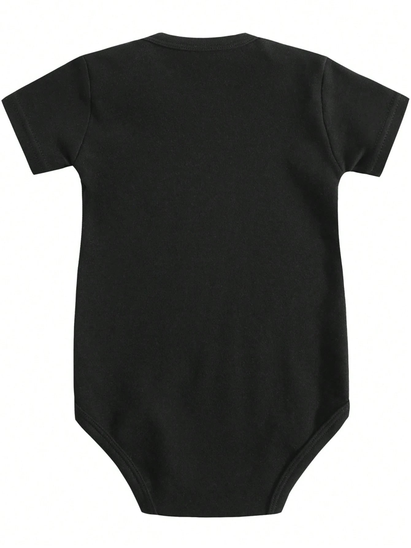 Baby Cotton One-Piece Dress- "Little Bean" Heart-Shaped Print, Short Sleeves, Round Nec