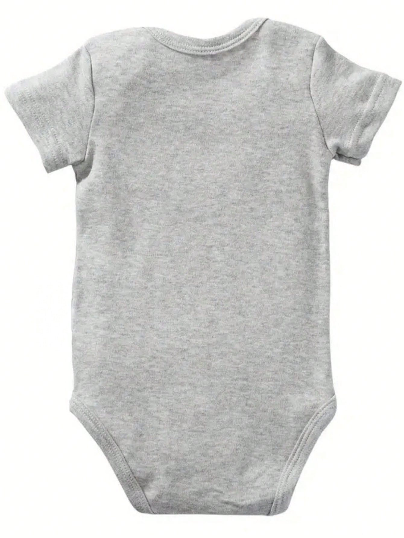 Baby Cotton One-Piece Dress- "Little Bean" Heart-Shaped Print, Short Sleeves, Round Nec