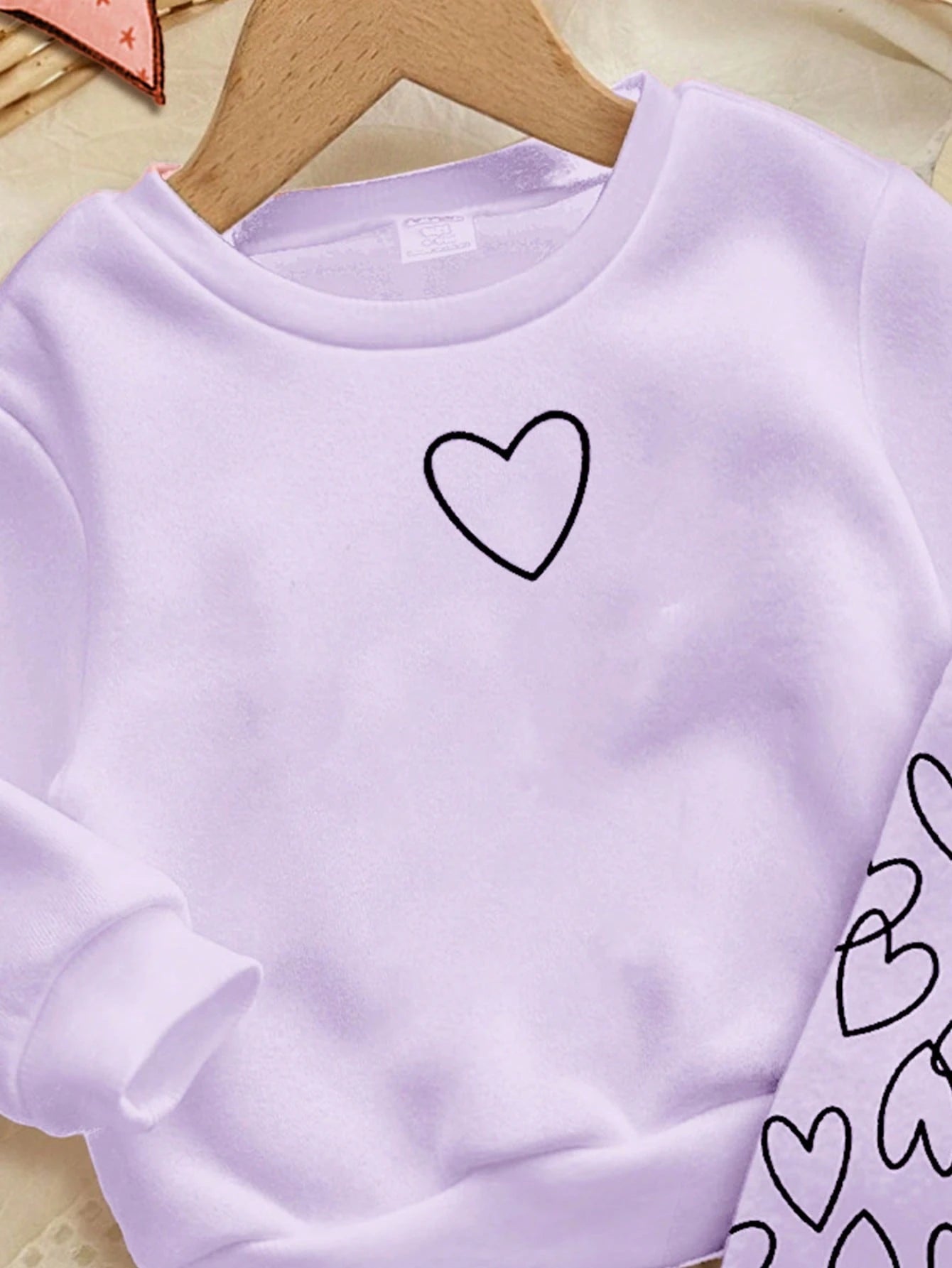 Baby Girl Cute Heart Print Sweatshirt And Leggings Set,Purple Autumn Casual Winter Fashion,Comfortable Crew Neck Long Sleeve Outfit,Family Matching