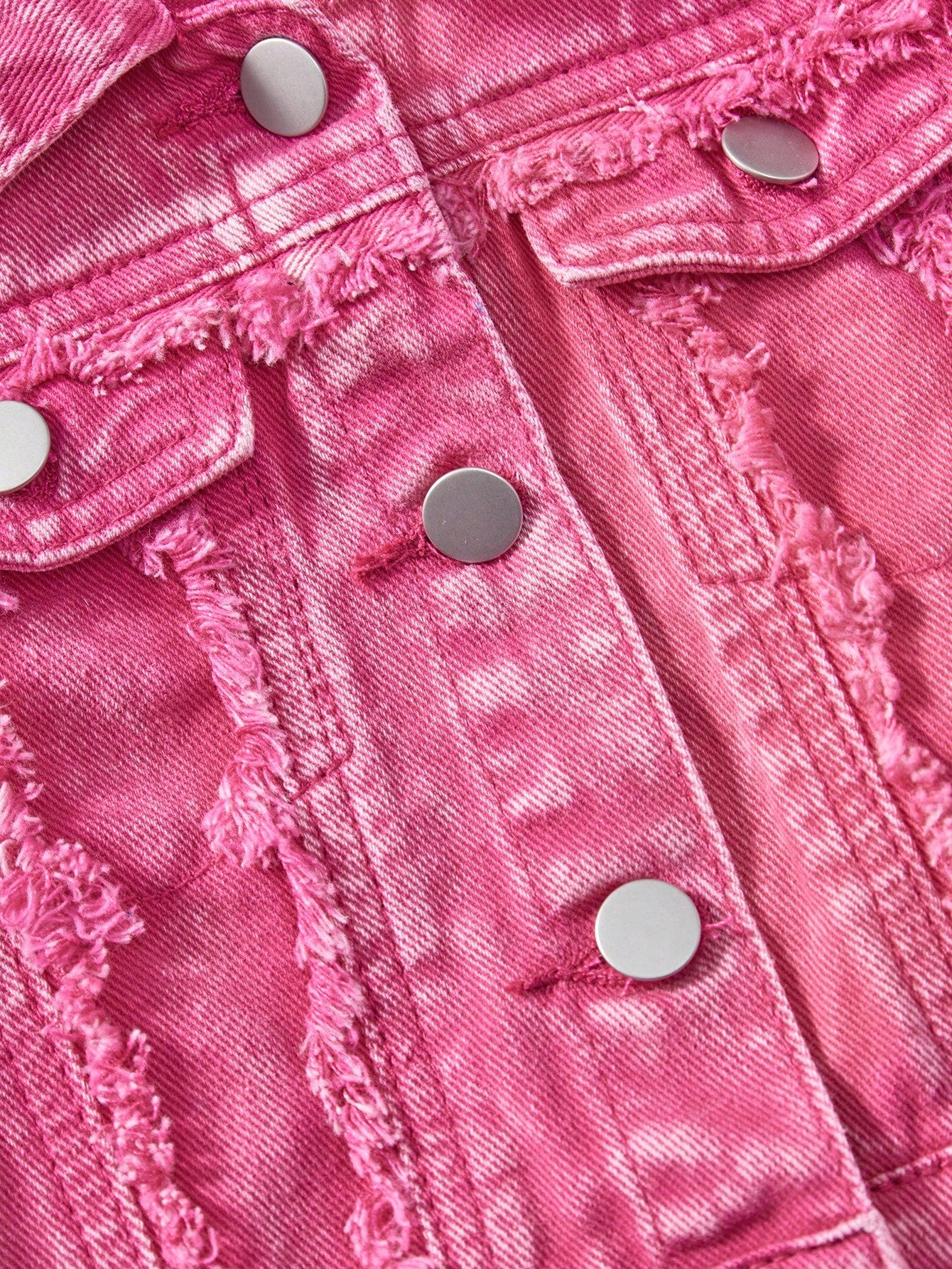 Baby Girl Faded Individuality Frayed Edging Lovely Wind Casual Grandpa Denim Jacket And Flare Pants 2pcs Set Back-To-School Formal Bright Pink Autumn