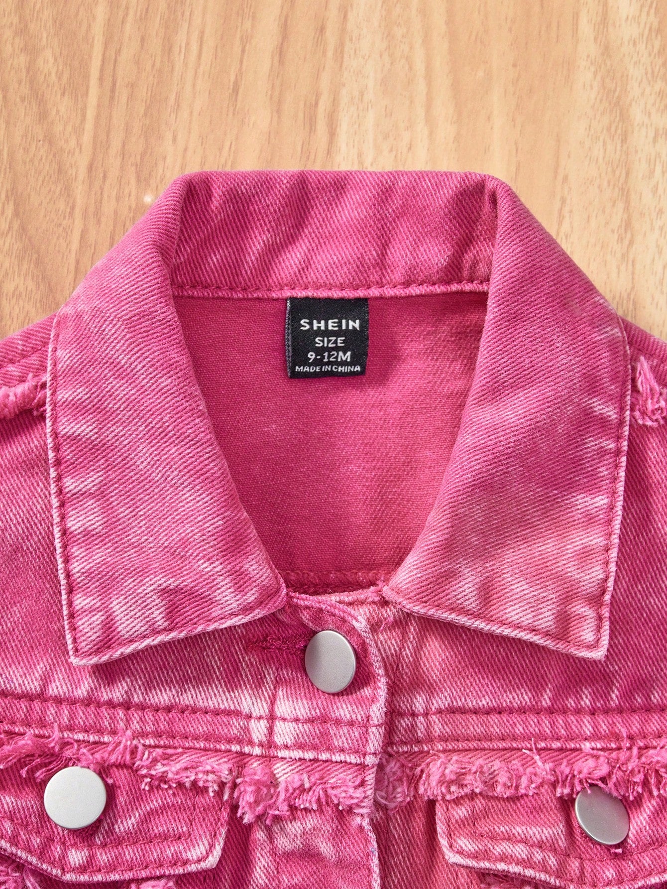 Baby Girl Faded Individuality Frayed Edging Lovely Wind Casual Grandpa Denim Jacket And Flare Pants 2pcs Set Back-To-School Formal Bright Pink Autumn