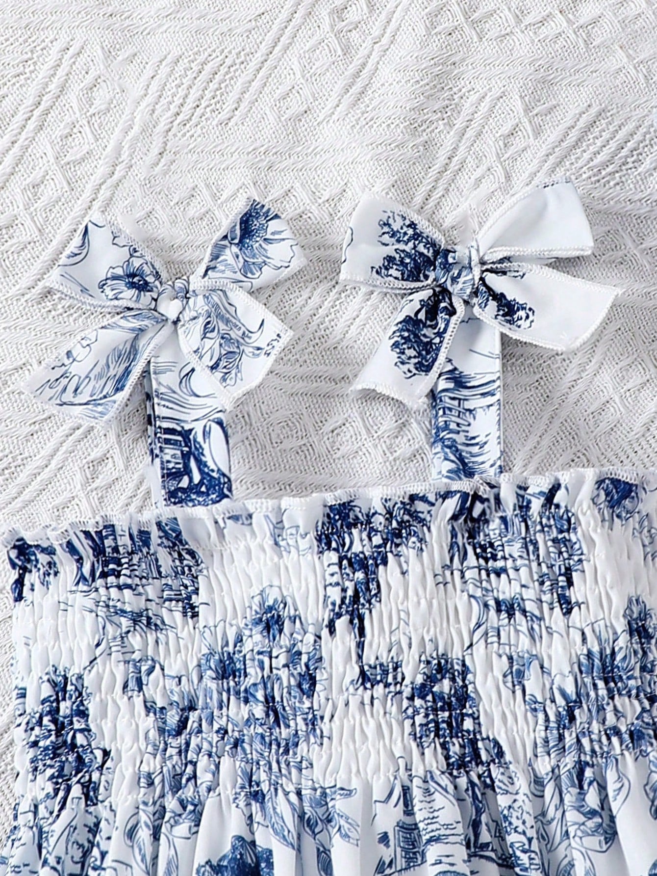 Baby Girl Flower Print Bodysuit With Ruffle Straps And Bowknot Detail For Summer