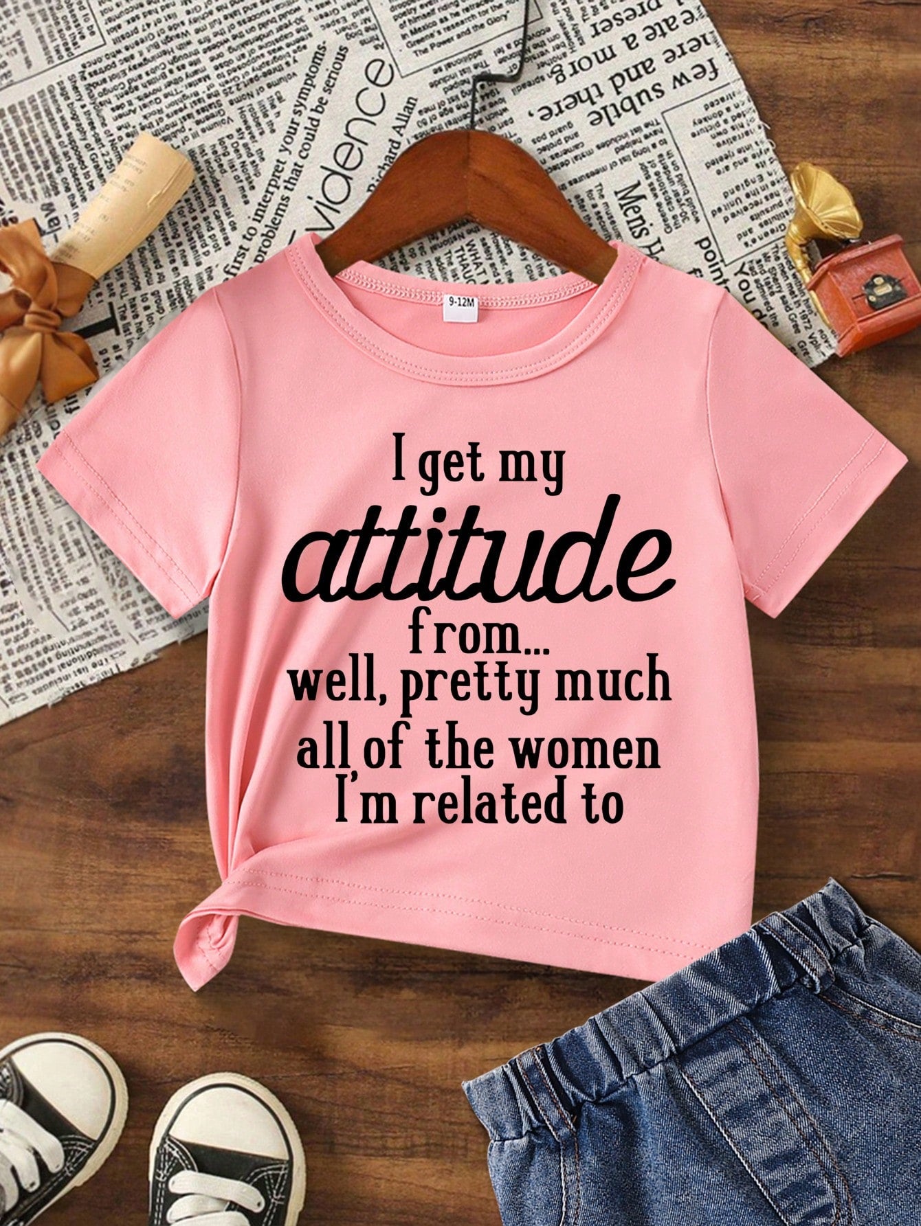 Baby Girl Funny Letter Print Short Sleeve T-Shirt Top, Summer