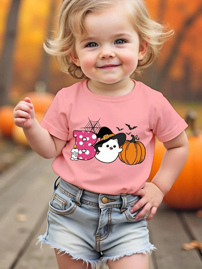 Baby Girl Funny Letter Print Short Sleeve T-Shirt Top, Summer