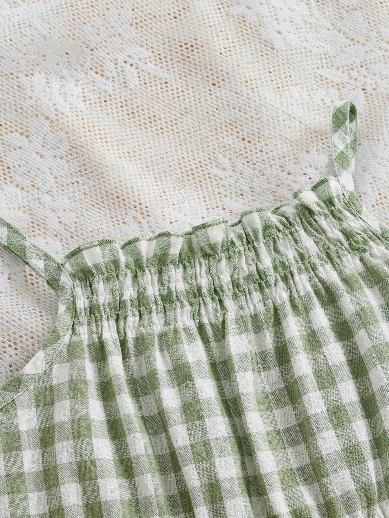 Baby Girl Plaid Ruffle Casual Jumpsuit Romper For Summer Everyday Wear