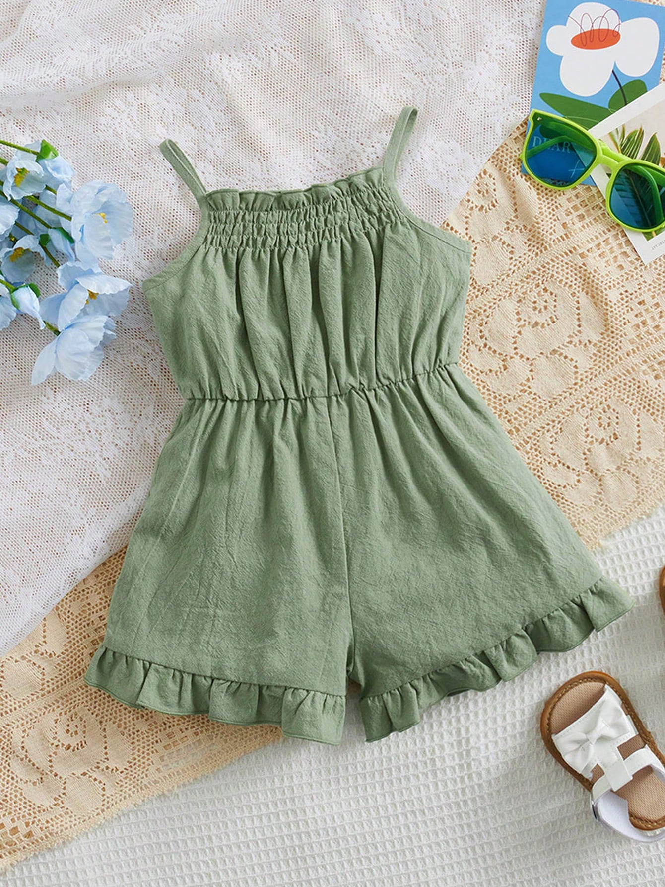 Baby Girl Plaid Ruffle Casual Jumpsuit Romper For Summer Everyday Wear