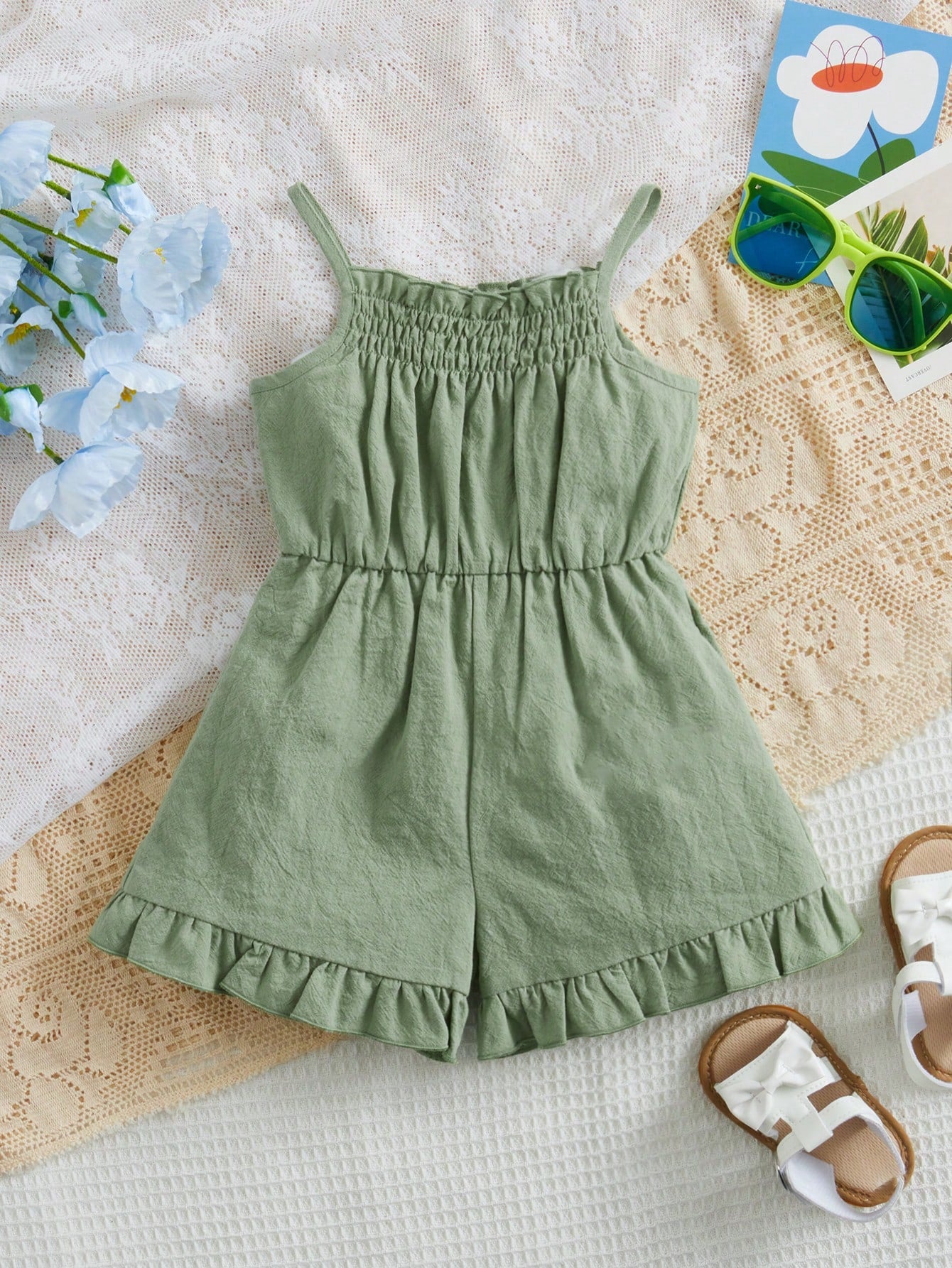 Baby Girl Plaid Ruffle Casual Jumpsuit Romper For Summer Everyday Wear