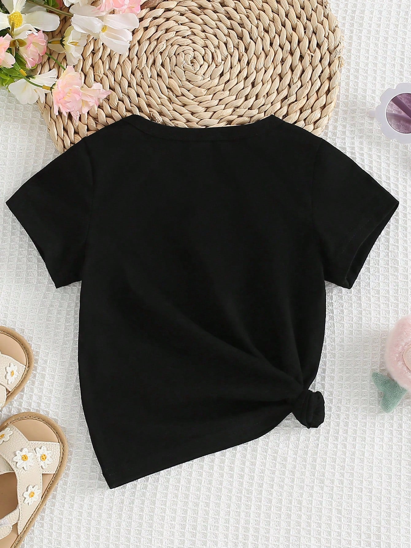 Baby Girl's Fashion Casual Basic Letter/Slogan Graphic Print Short Sleeve T-Shirt
