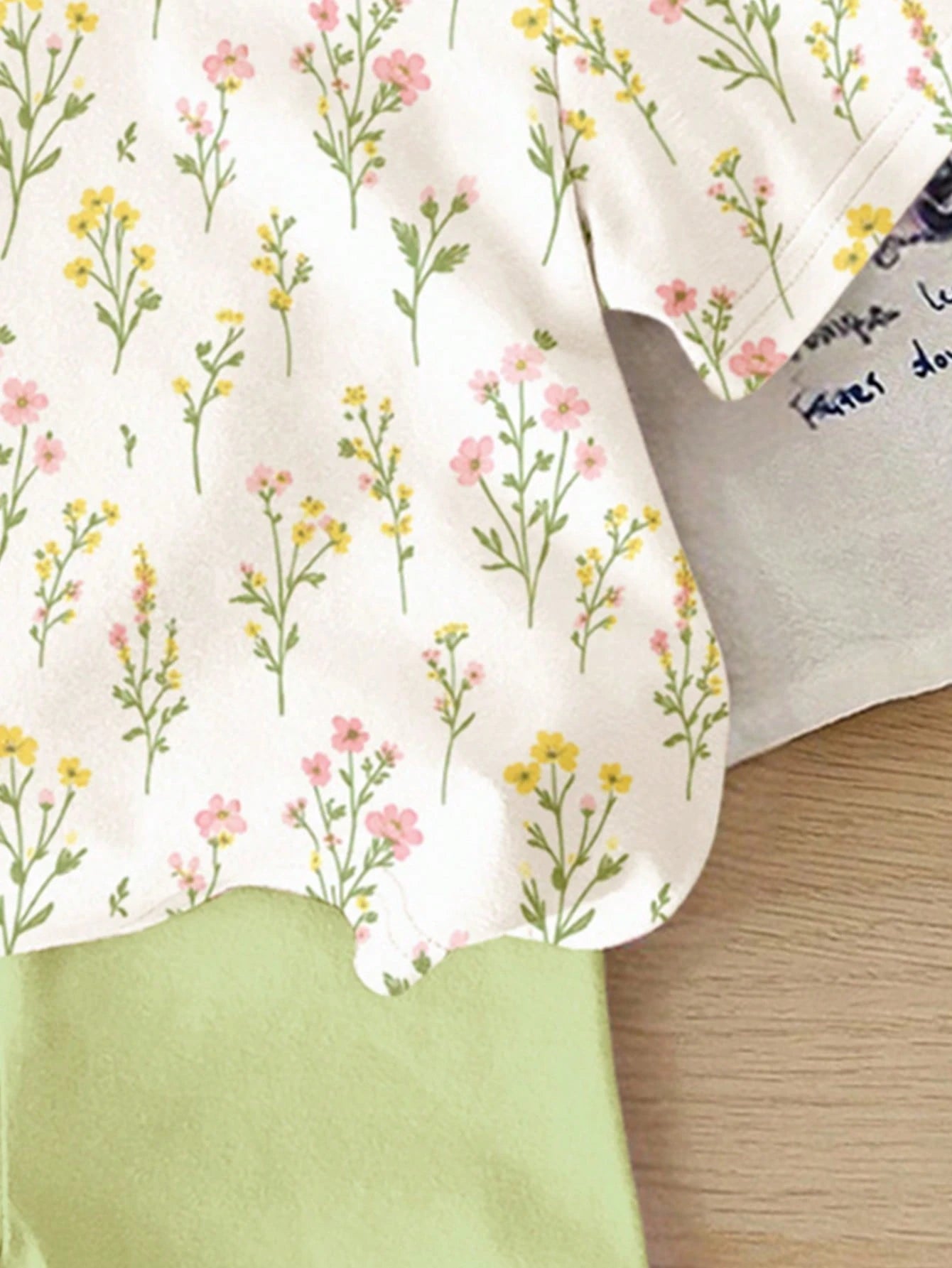 Baby Girl Summer Casual Sweet Cute Ditsy Floral Comfortable Short Sleeve T-Shirt And Skinny Shorts Set