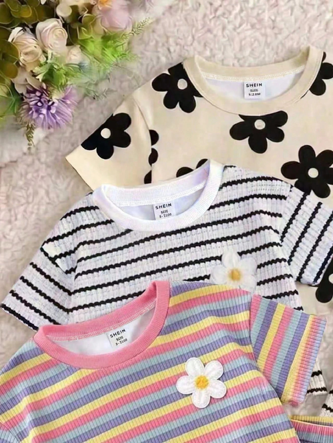 Baby Girls Simple Casual 3pcs Pieces Set Short Sleeve Top Suitable For Summer