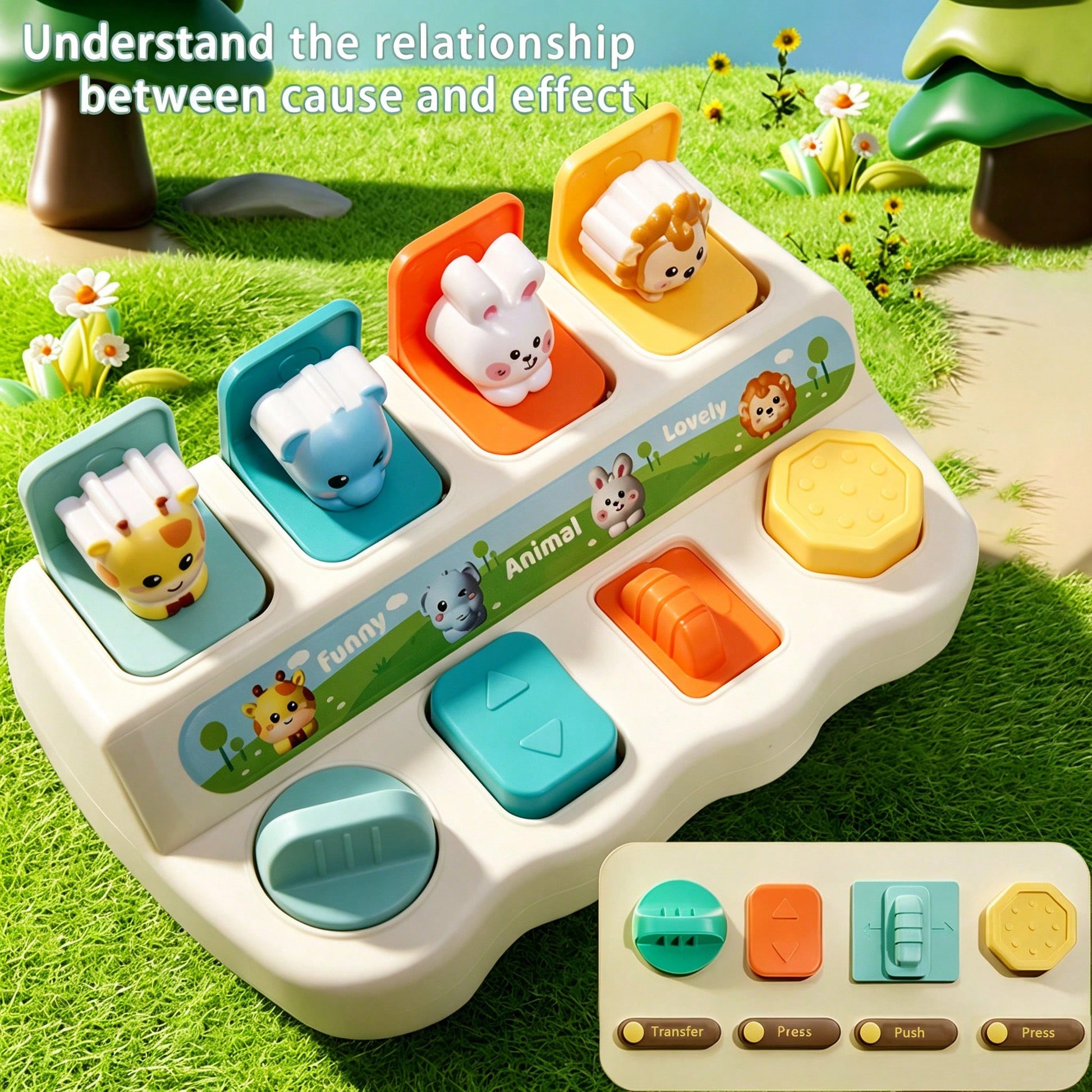 Baby Peek-A-Boo Pop-Up Box Cognitive Development Toy, Cause And Effect Toy, Q Pet Pop-Up Box Memory Training Toy