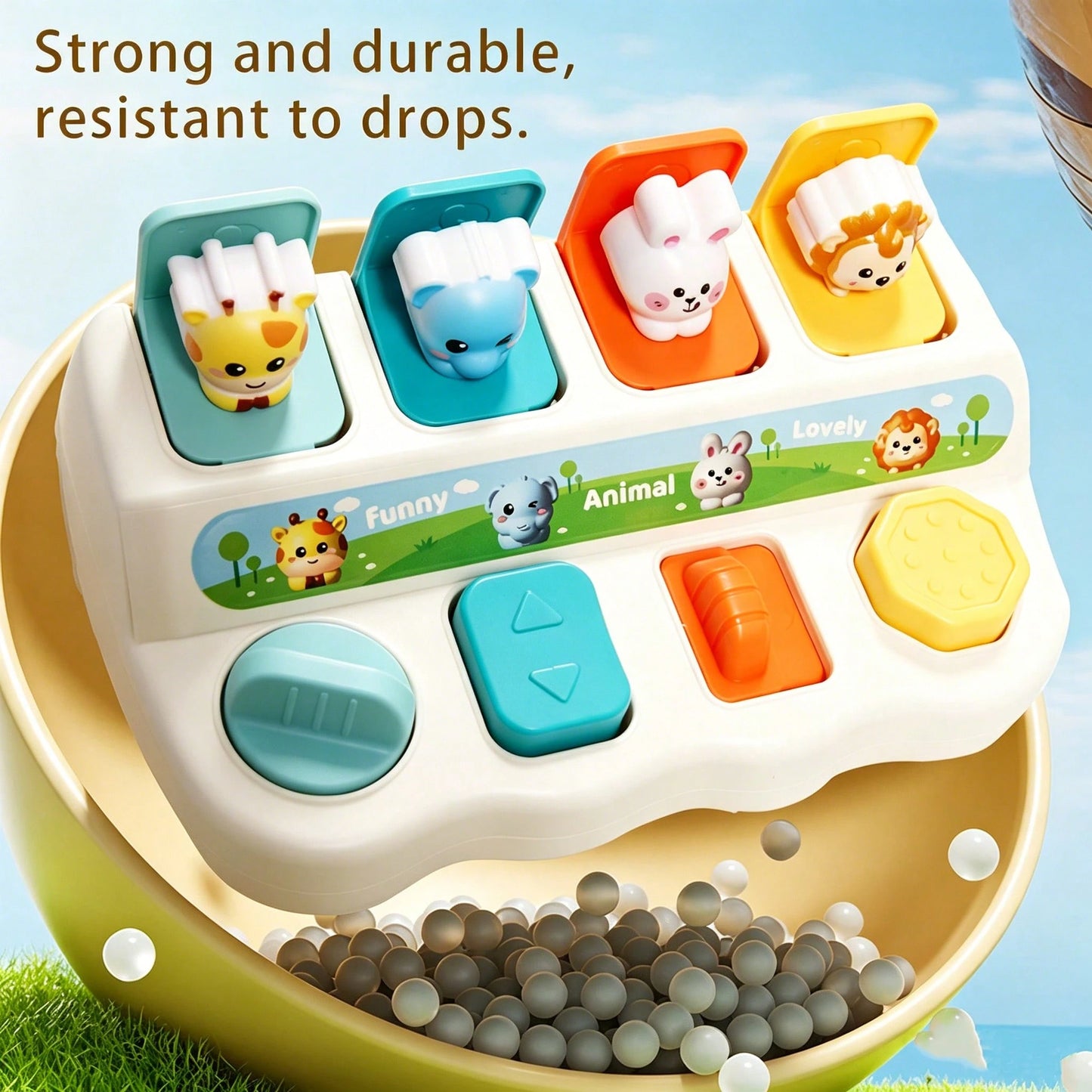 Baby Peek-A-Boo Pop-Up Box Cognitive Development Toy, Cause And Effect Toy, Q Pet Pop-Up Box Memory Training Toy