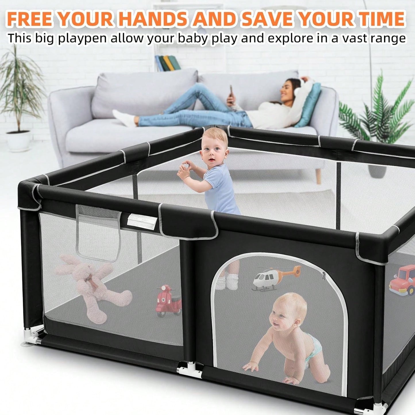 Baby Playpen,Portable Playground,Baby Gate Fence With Soft Breathable Mesh&Anti-Slip Base,Indoor And Outdoor,Baby Playen Activity Center,Newborn Gift